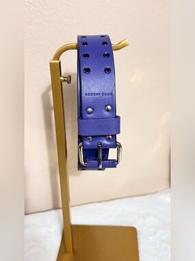 Marc Jacobs Violet Leather Studded Belt with Silver Buckle